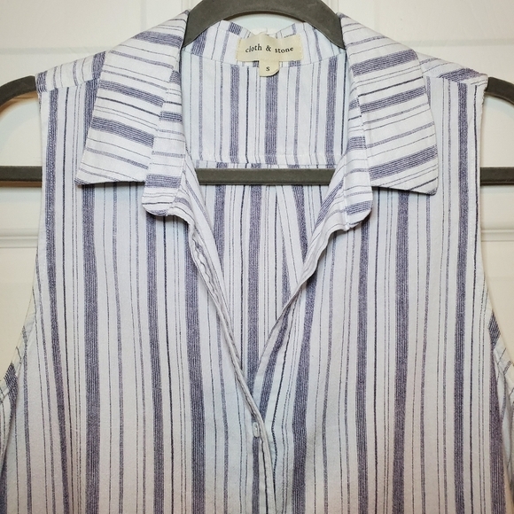 Cloth & Stone Stripe Women's Sleeveless Linen Blend Blouse size S. - Picture 2 of 8